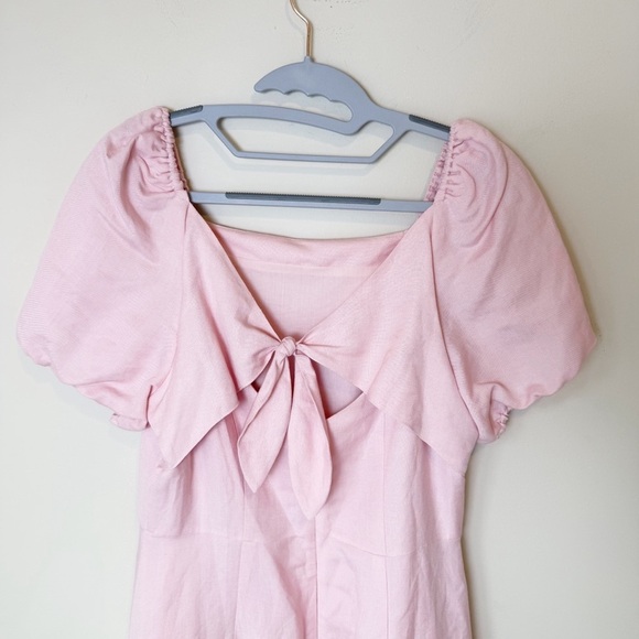LOFT linen pink dress tie back size 6 - Picture 5 of 9